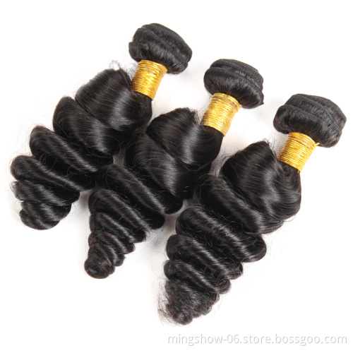 100% raw human hair loose wave brazilian hair bundle